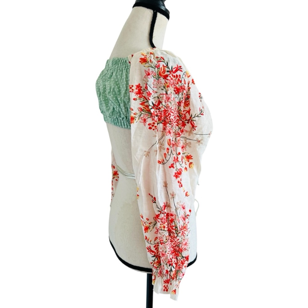 O. Vianca Floral Ruffle Blouse with Tie Front - Picture 3 of 6